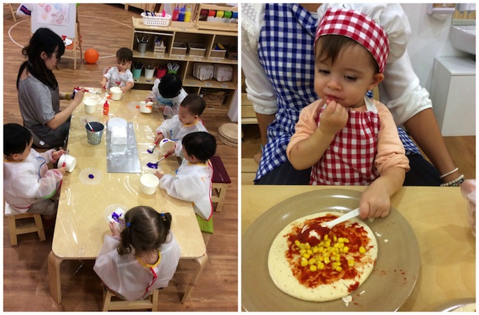 parents lead art classes and teach kids how to make pizza at leclare preschool