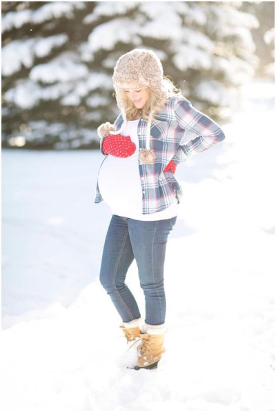 Mama bundled in the snow