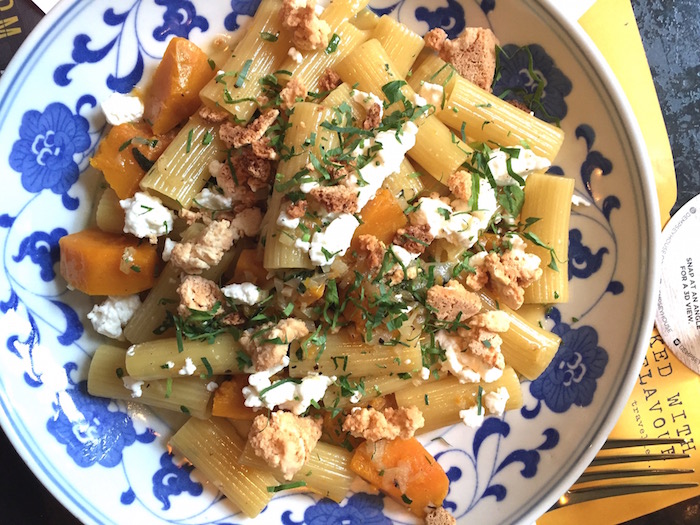 pumpkin and goats cheese rigatoni on the HOUSE dempsey lunch menu
