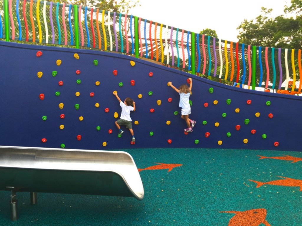 Climbing wall at Marine Cove Playground at East Coast Park