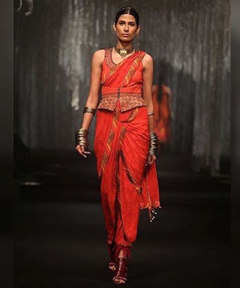 Saree drape dhoti style