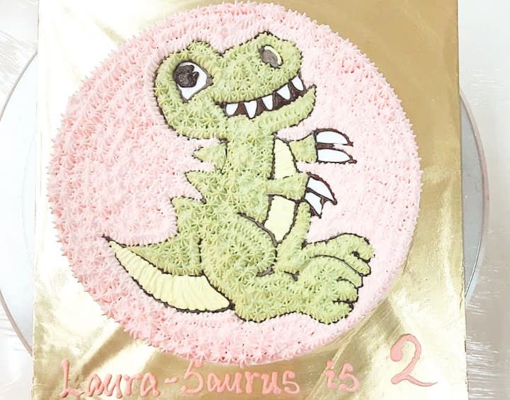 a healthy dinosaur birthday cake from delcie's desserts