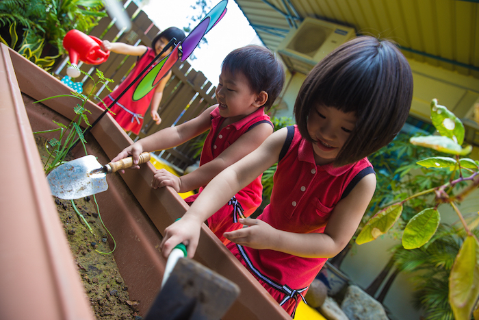 outdoor learning atelier at little paddington preschool singapore