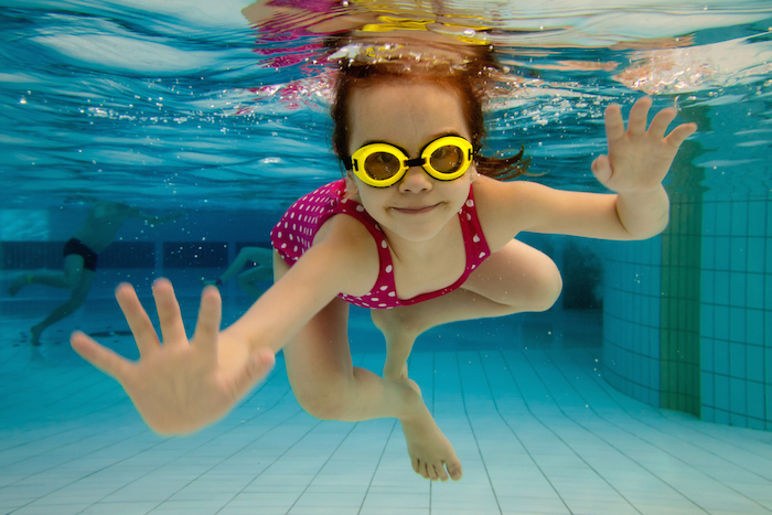 an active child swimming