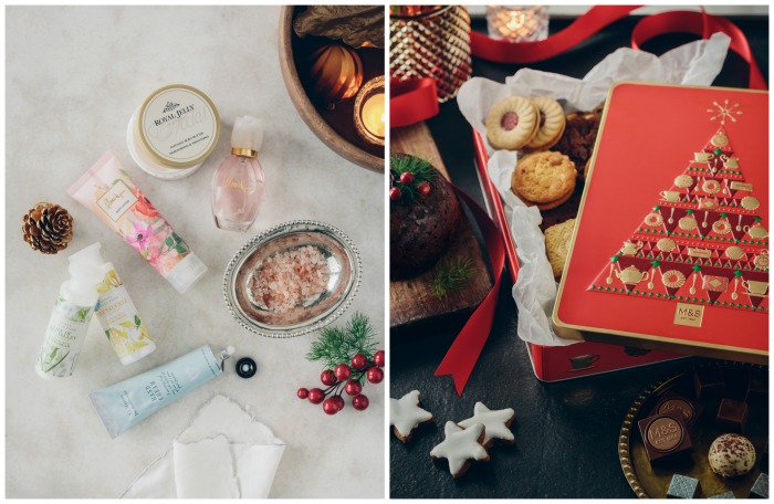 beauty gifts and cookie tins for christmas from marks and spencer