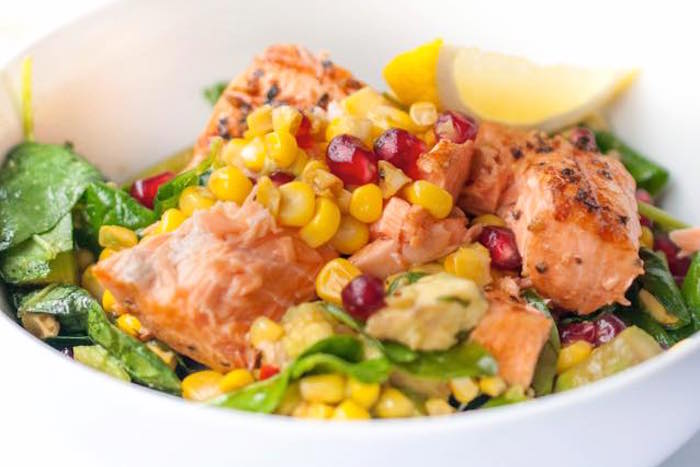 healthy-cooking-salmon-avocado-corn