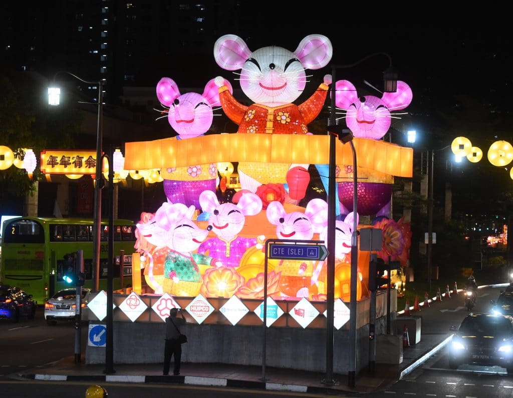 year of the rat light display celebrating chinese new year singapore 2020 in chinatown