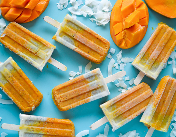 homemade mango chia popsicles