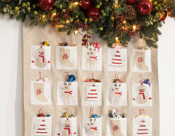 fabric advent calendar for kids at christmas