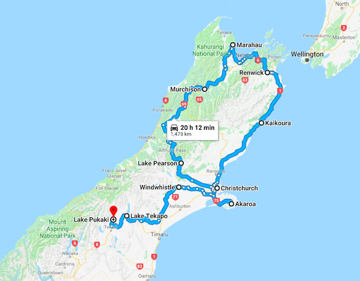 new zealand campervan map road trip route
