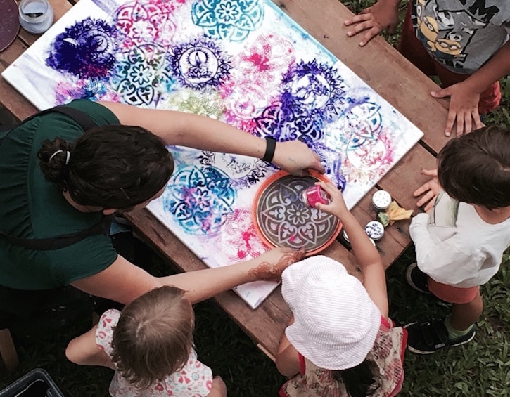 kids do art projects at blue house international nursery preschool