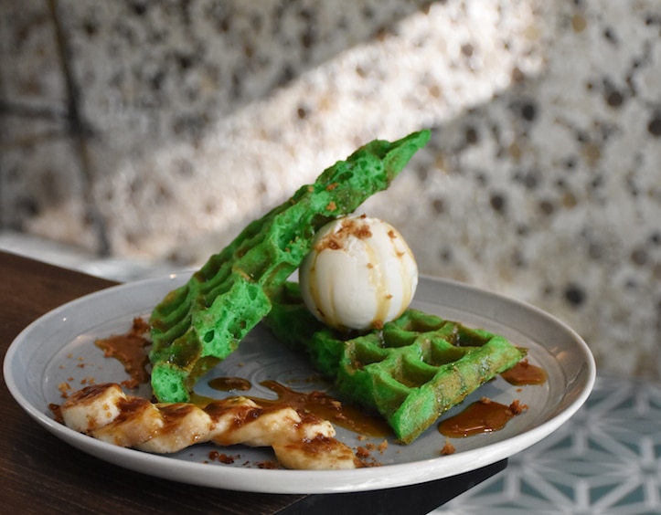 Pandan waffles at Garage Botanics