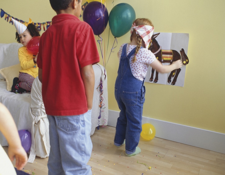 Children (6-7) having fun at birthday party