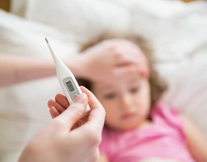 Sick child with high fever