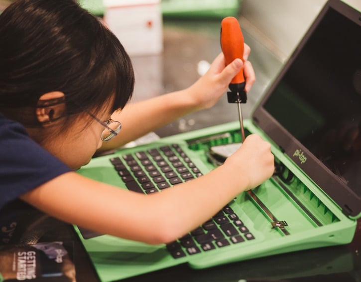 deconstructing a computer is part of coding with saturday kids