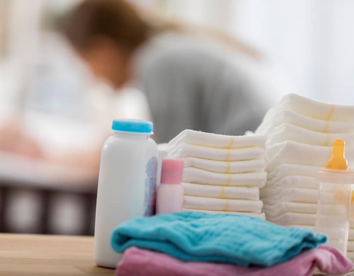 Baby products in a nursery