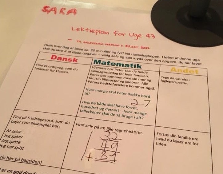 an example of a homework assignment in denmark