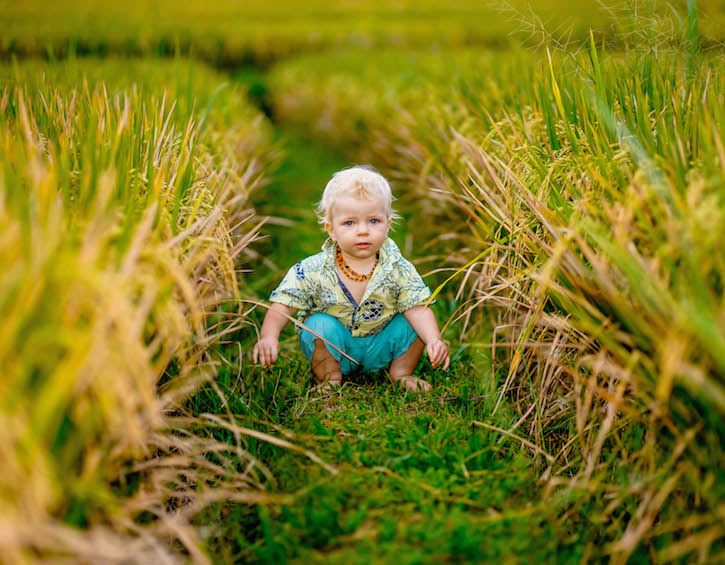 children fun in bali rice padis at the mother and child retreat