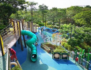 Whizz down slides at Admiralty Park Playground