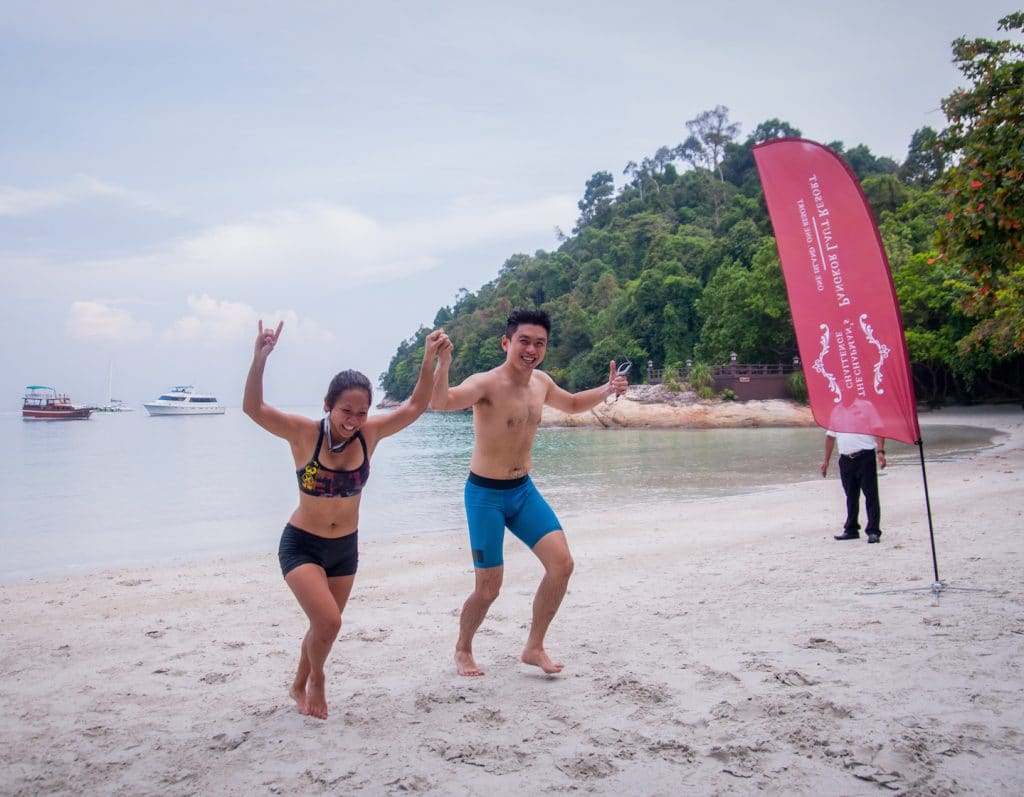 enter the chapman's challenge swimming and running race at pangkor laut resort in malaysia