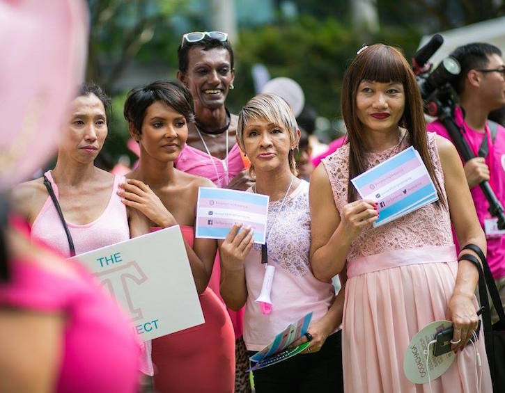 members of Singapore's transgender community celebrate pink dot