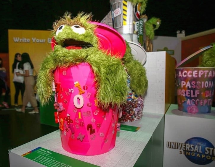 Oscar the Grouch Trash Cans at "Sesame Street: 50 Years and Counting" at Universal Studios Singapore