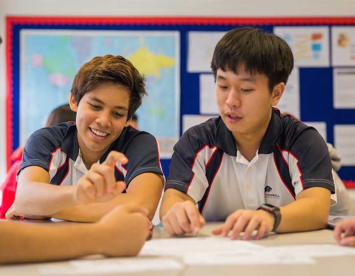 students in a secondary classroom at stamford american international school