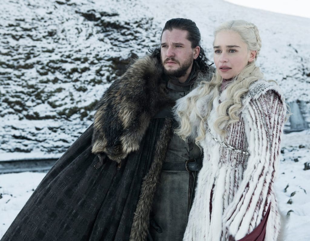 Jon Snow and Danaerys Targaryen on Game of Thrones