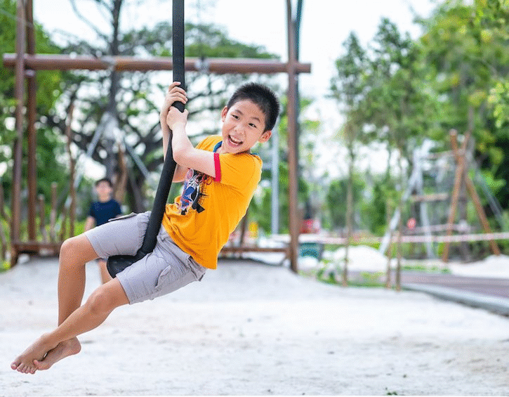 kids activities in singapore include ziplines and swings at lakeside garden jurong
