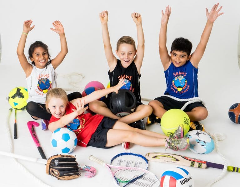 kids playing sports at shaw's little league summer holiday camps