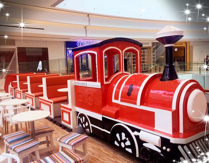 Train themed cafe at Jewel, (Image credit: Andresen's of Denmark Facebook)