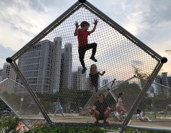 climbing nets at jubilee park playground at fort canning park