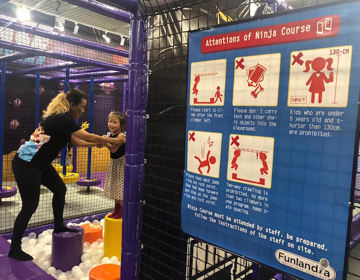 Ninja Warrior zone at Kiztopia indoor playground