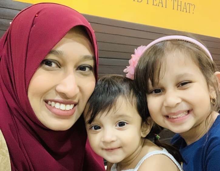 Syahirah Anwar with her daughters