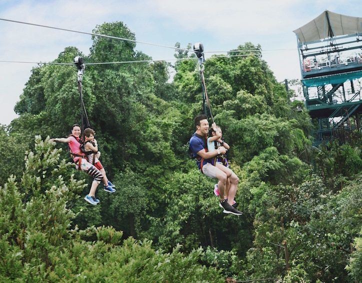 Kids activities in Singapore for small kids and teens - visit themegazip sentosa zipline things to do with kids in singapore