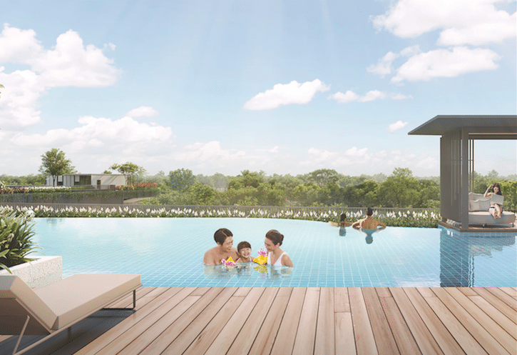 the family pool at the woodleigh residences is one of many kid-friendly facilities at the new condo
