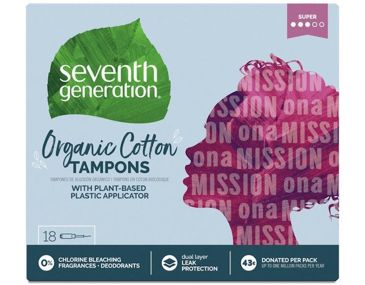 seventh generation organic cotton dye free tampons