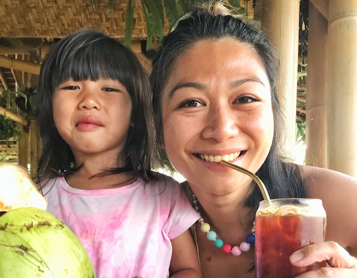 mother and child bonding at frontyard family retreat in bali