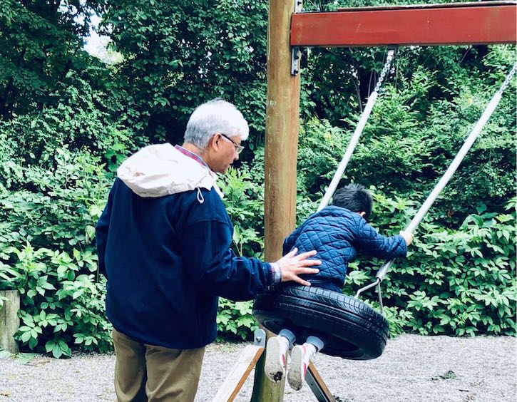 bonding with grandparents playground swings