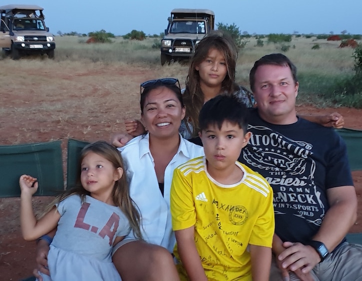 overseas singaporean mama demelza Thoegersen with her family in kenya