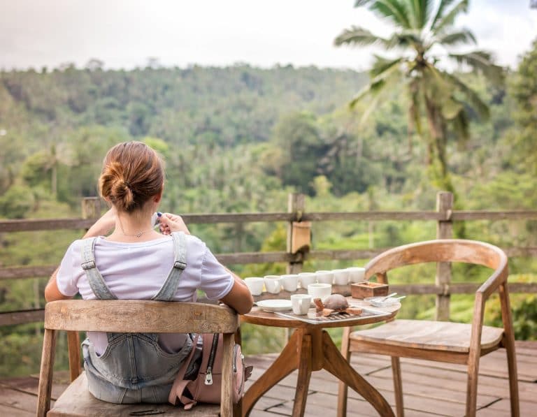 drinking coffee in the tropics