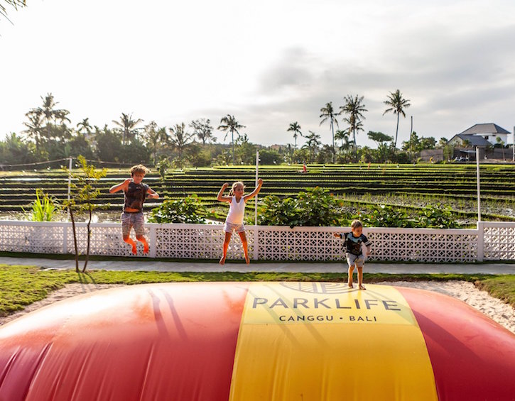 trampoline at parklife bali in canggu