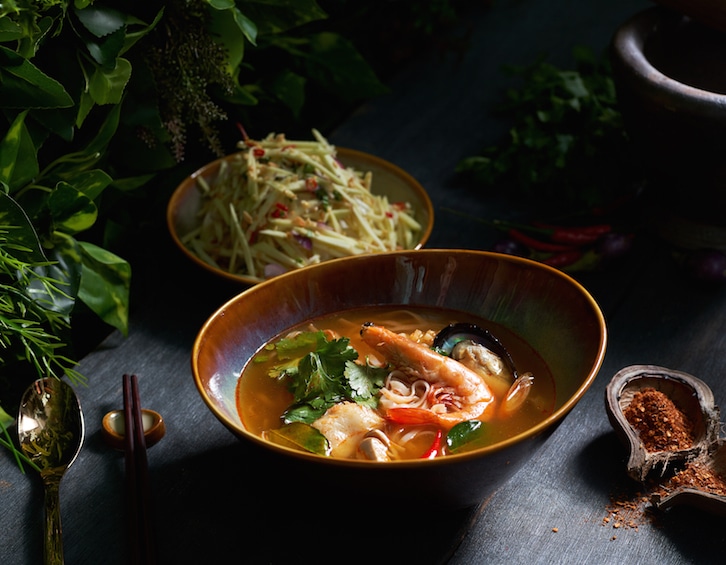 spicy tom yum soup at chalerm thai restaurant
