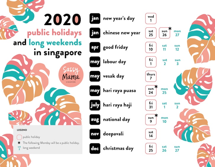 public holiday 2020 calendar in singapore