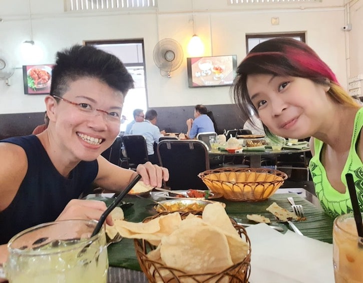 jasmine han breast cancer survivor at a meal with a friend