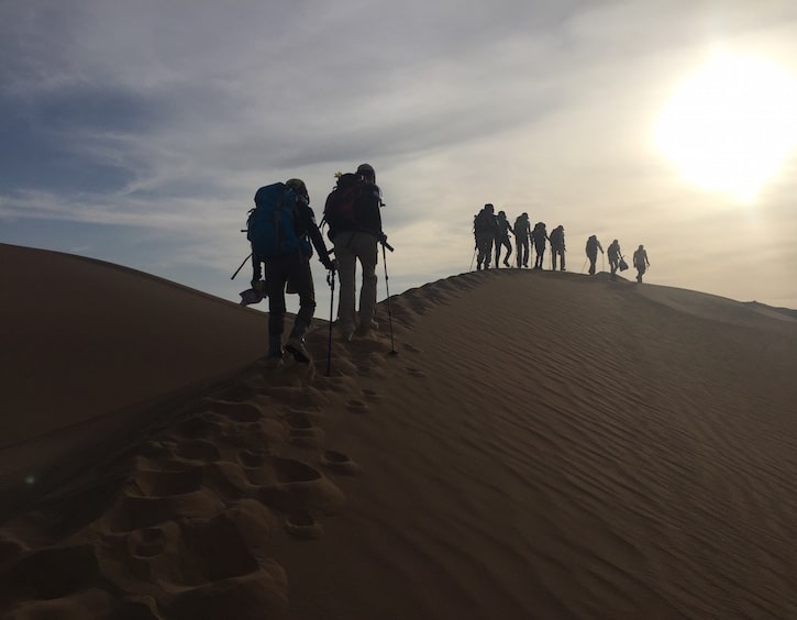 women on a mission desert trek