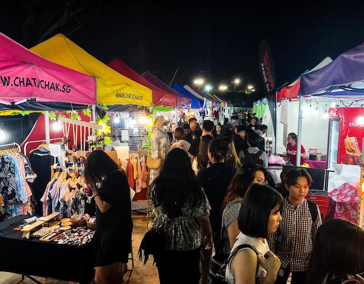 vendor stalls at the chatuchak singapore night market pop-up at turf city