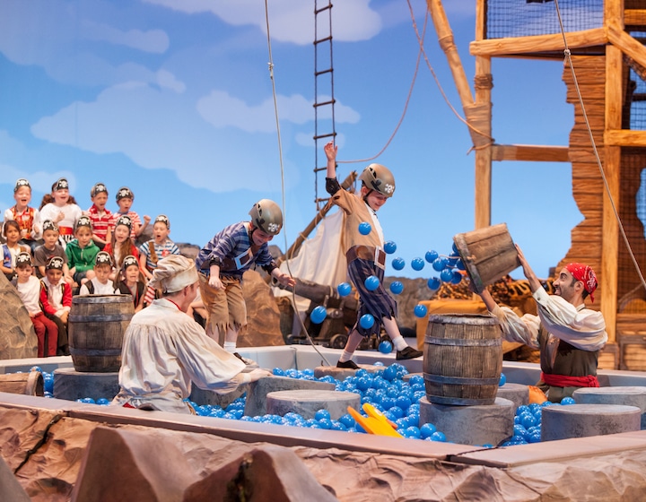 contestants on educational kids tv show swashbuckle