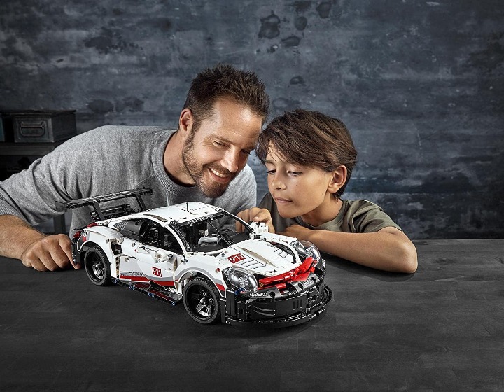 Amazon.sg STEAM Store - Dad and son playing with Lego Porsche Technic 911