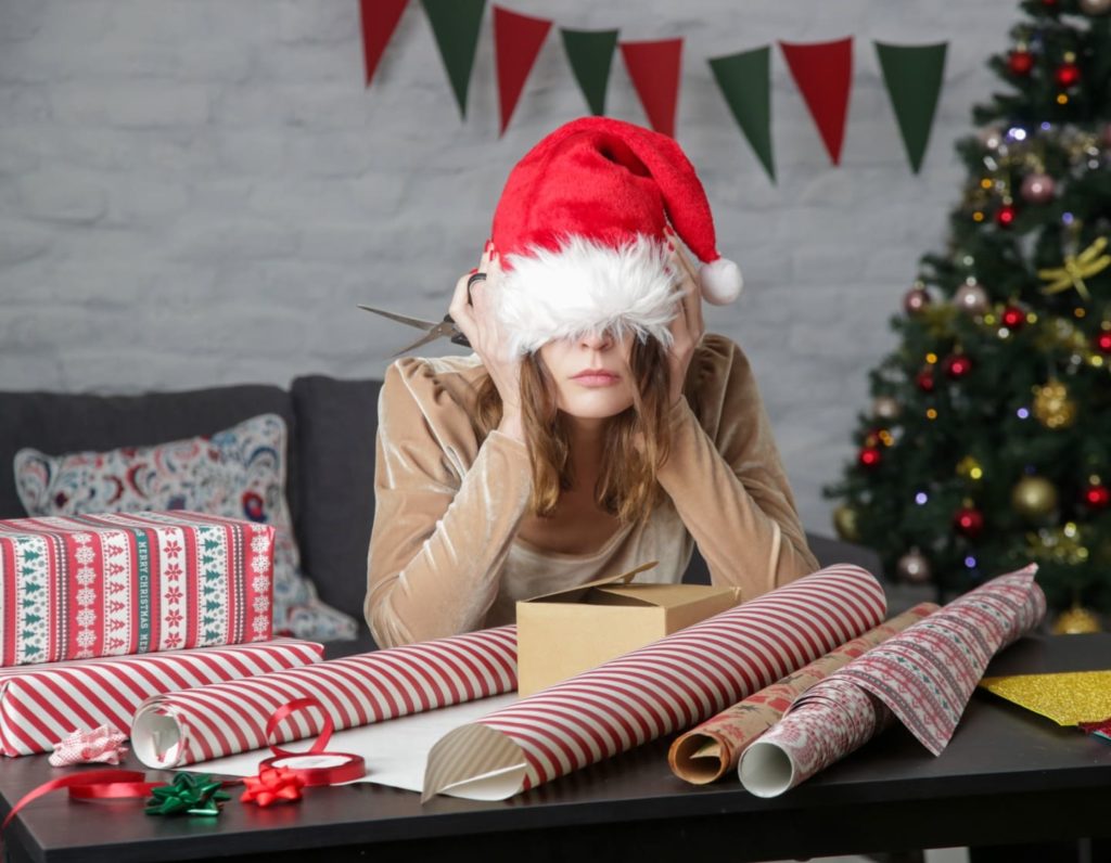 Woman Stressed by Christmas planning